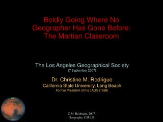 Boldly Going Where No Geographer Has Gone Before: The Martian Classroom