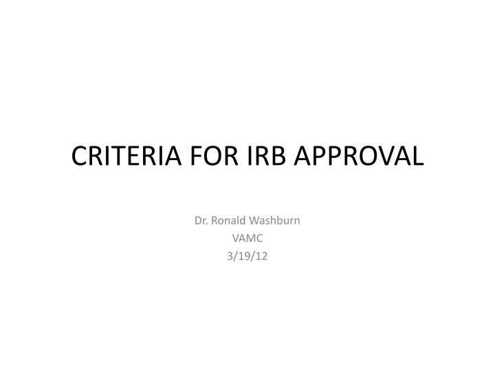 criteria for irb approval