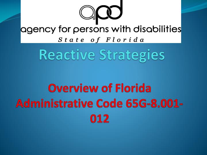 overview of florida administrative code 65g 8 001 012