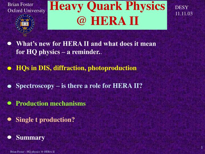 heavy quark physics @ hera ii