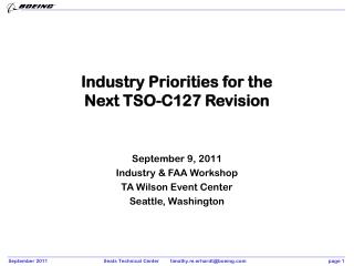 Industry Priorities for the Next TSO-C127 Revision
