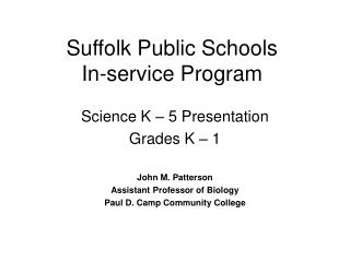 Suffolk Public Schools In-service Program
