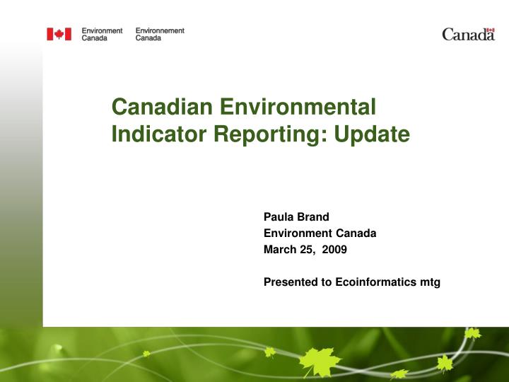 canadian environmental indicator reporting update