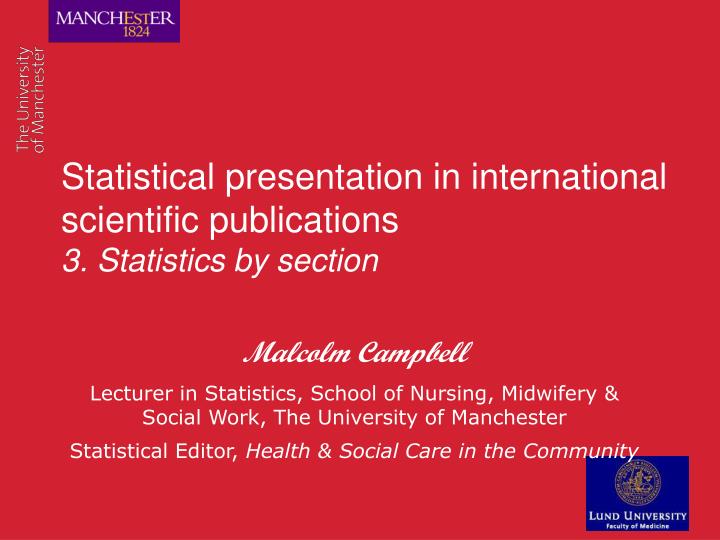 statistical presentation in international scientific publications 3 statistics by section