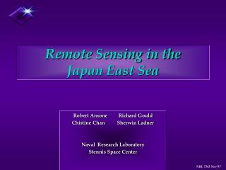 Remote Sensing in the Japan East Sea