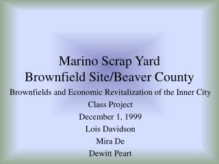 Marino Scrap Yard Brownfield Site/Beaver County