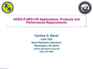 GOES-R HES-CW Applications, Products and Performance Requirements