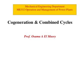 Cogeneration &amp; Combined Cycles