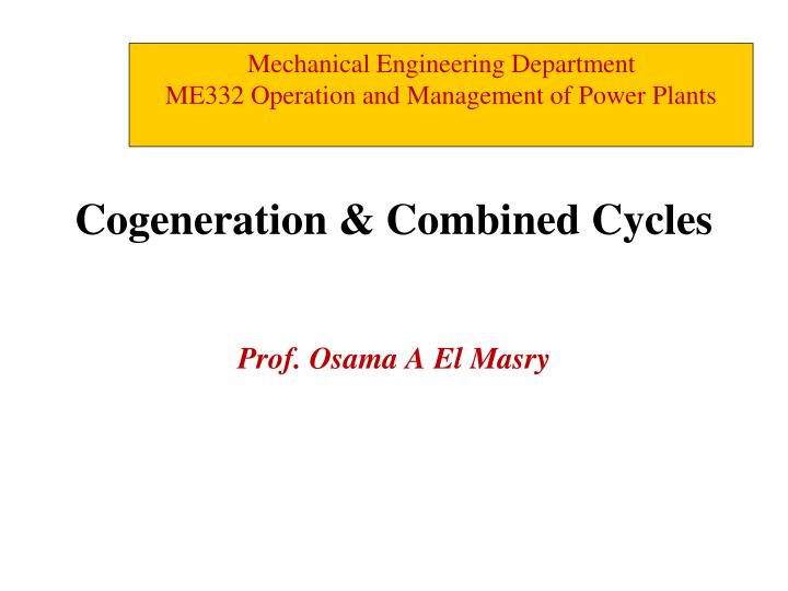 cogeneration combined cycles