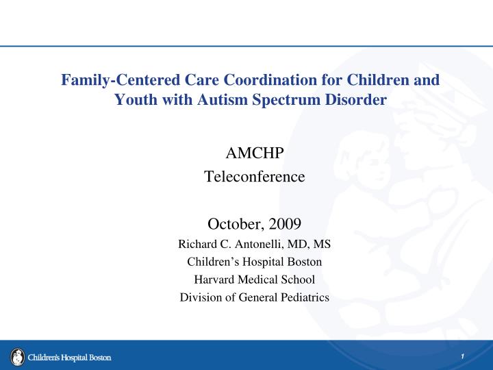 family centered care coordination for children and youth with autism spectrum disorder