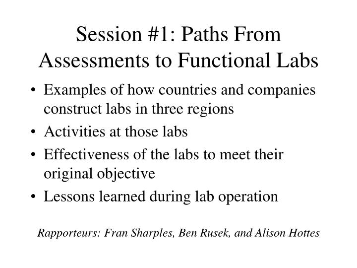 session 1 paths from assessments to functional labs