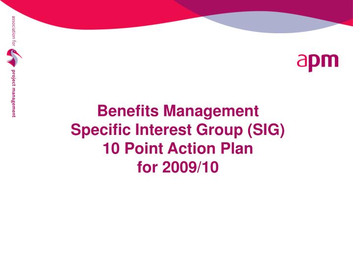 benefits management specific interest group sig 10 point action plan for 2009 10