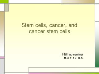 Stem cells, cancer, and cancer stem cells