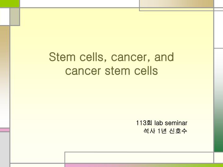 stem cells cancer and cancer stem cells