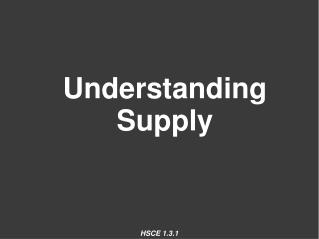 Understanding Supply