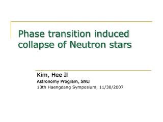 Phase transition induced collapse of Neutron stars