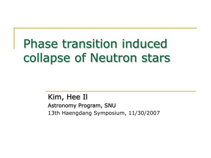 phase transition induced collapse of neutron stars