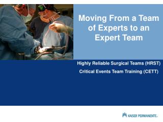 Moving From a Team of Experts to an Expert Team