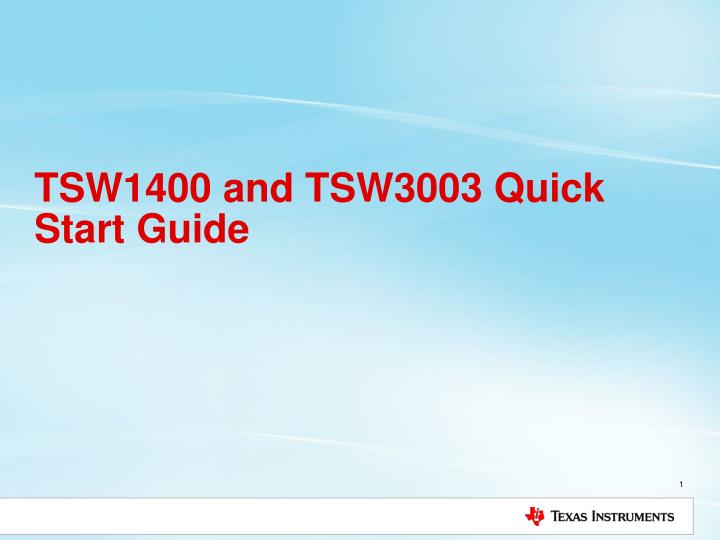 tsw1400 and tsw3003 quick start guide