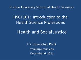 HSCI 101: Introduction to the Health Science Professions