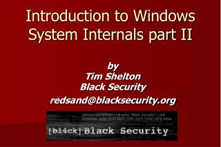 Introduction to Windows System Internals part II