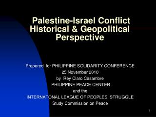 Palestine-Israel Conflict Historical &amp; Geopolitical Perspective