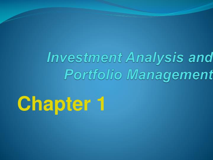 investment analysis and portfolio management