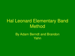 Hal Leonard Elementary Band Method