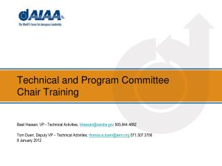 Technical and Program Committee Chair Training