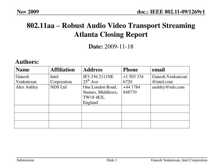 802 11aa robust audio video transport streaming atlanta closing report