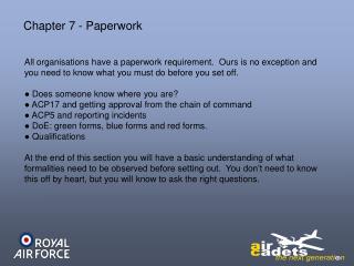 Chapter 7 - Paperwork