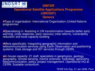 UNITAR Operational Satellite Applications Programme (UNOSAT) Geneva