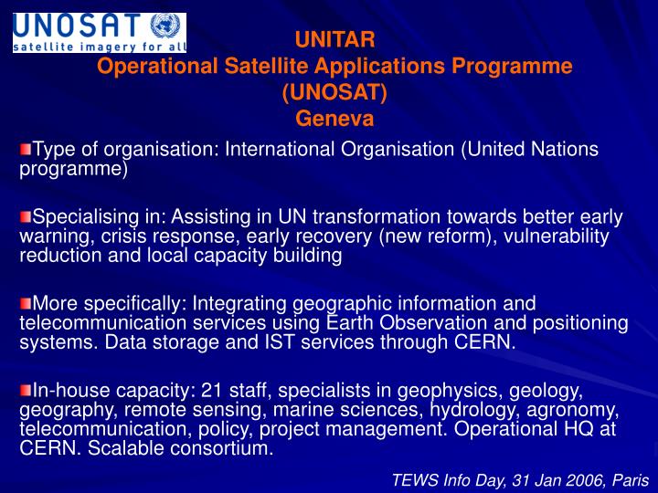 unitar operational satellite applications programme unosat geneva