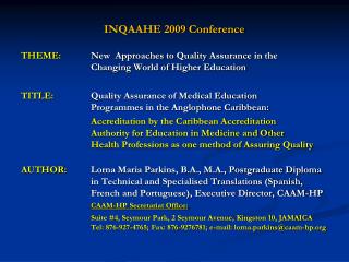 INQAAHE 2009 Conference