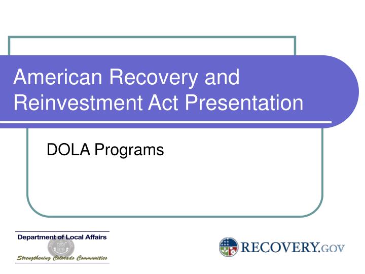 american recovery and reinvestment act presentation