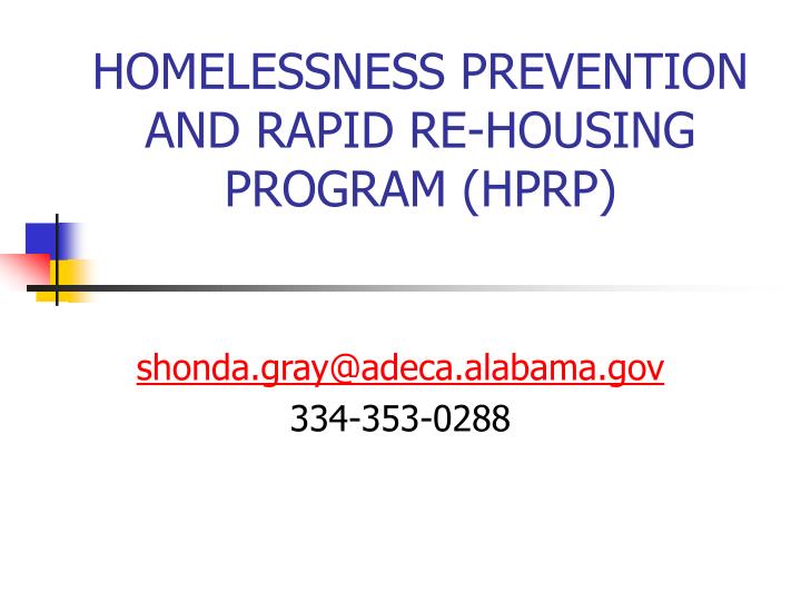 homelessness prevention and rapid re housing program hprp