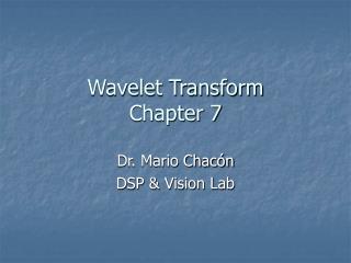 wavelet transform chapter 7