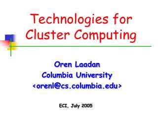 Technologies for Cluster Computing