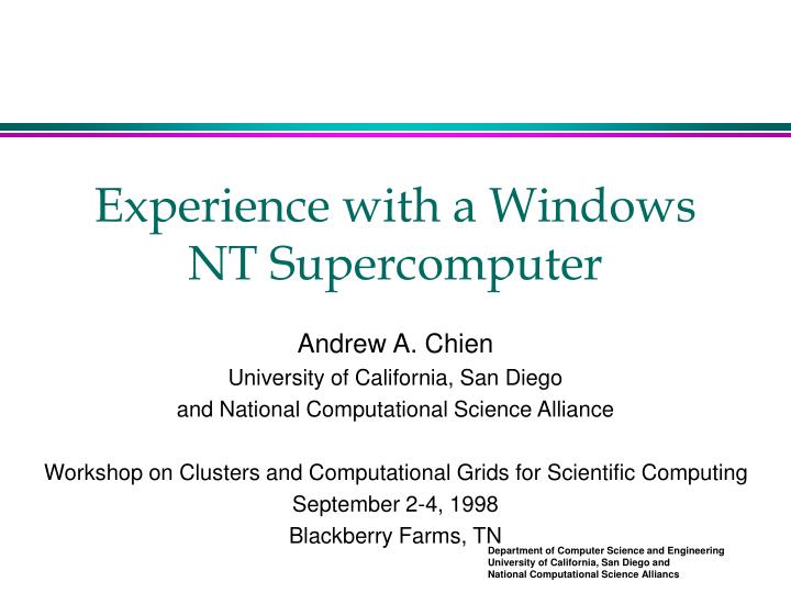 experience with a windows nt supercomputer