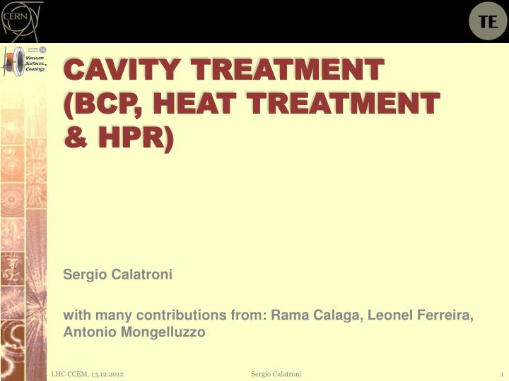 cavity treatment bcp heat treatment hpr