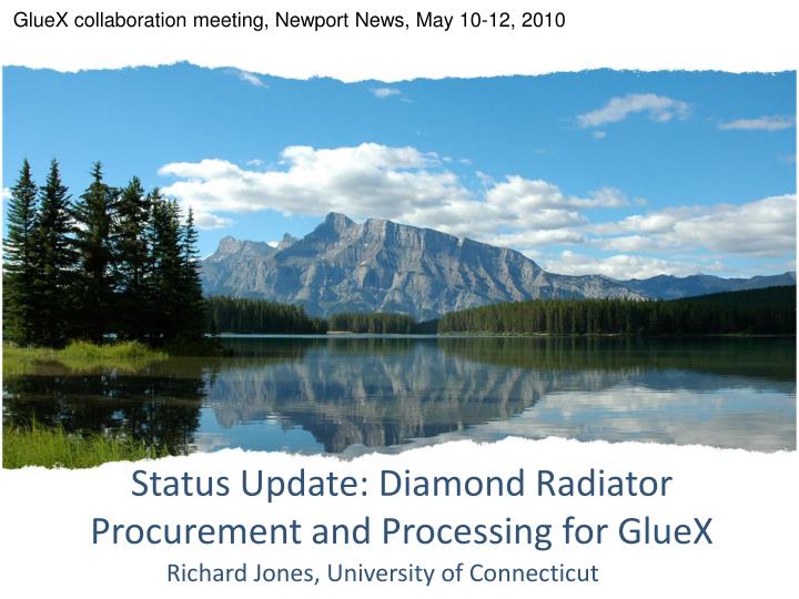 status update diamond radiator procurement and processing for gluex
