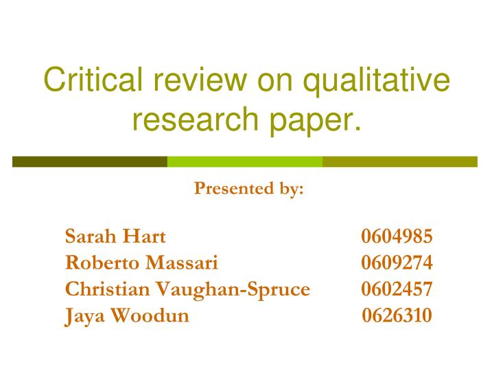 critical review on qualitative research paper
