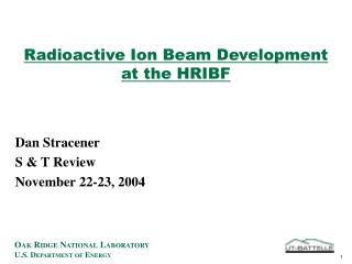Radioactive Ion Beam Development at the HRIBF