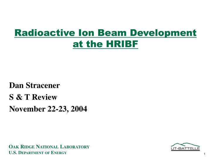 radioactive ion beam development at the hribf