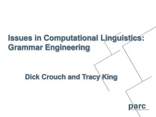 Issues in Computational Linguistics: Grammar Engineering