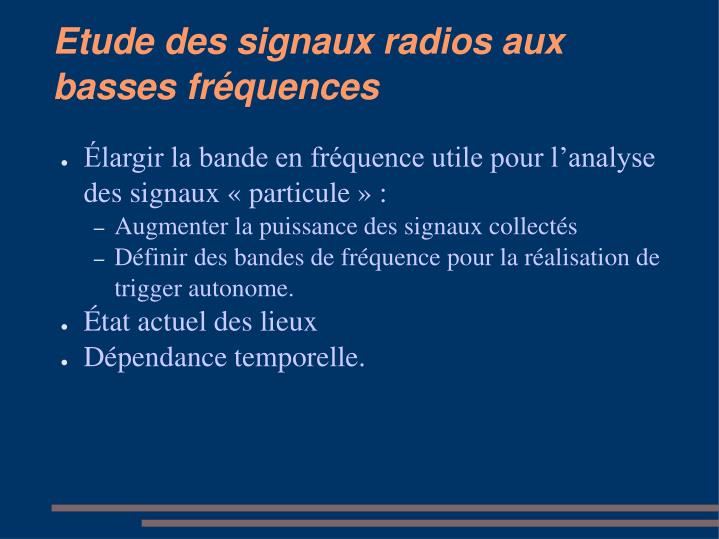 etude des signaux radios aux basses fr quences