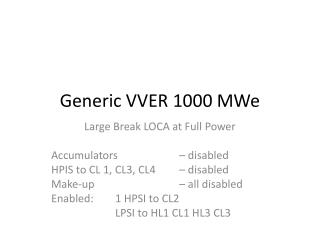 Generic VVER 1000 MWe