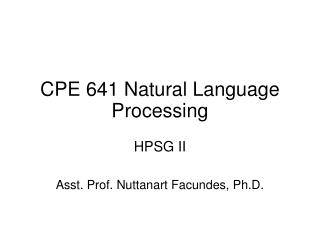 CPE 641 Natural Language Processing