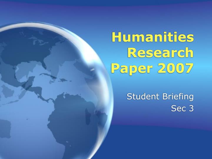 humanities research paper 2007