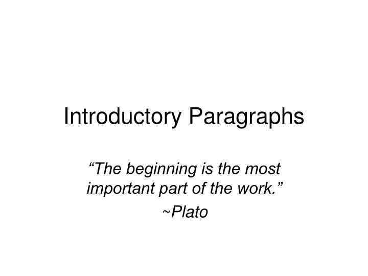 introductory paragraphs